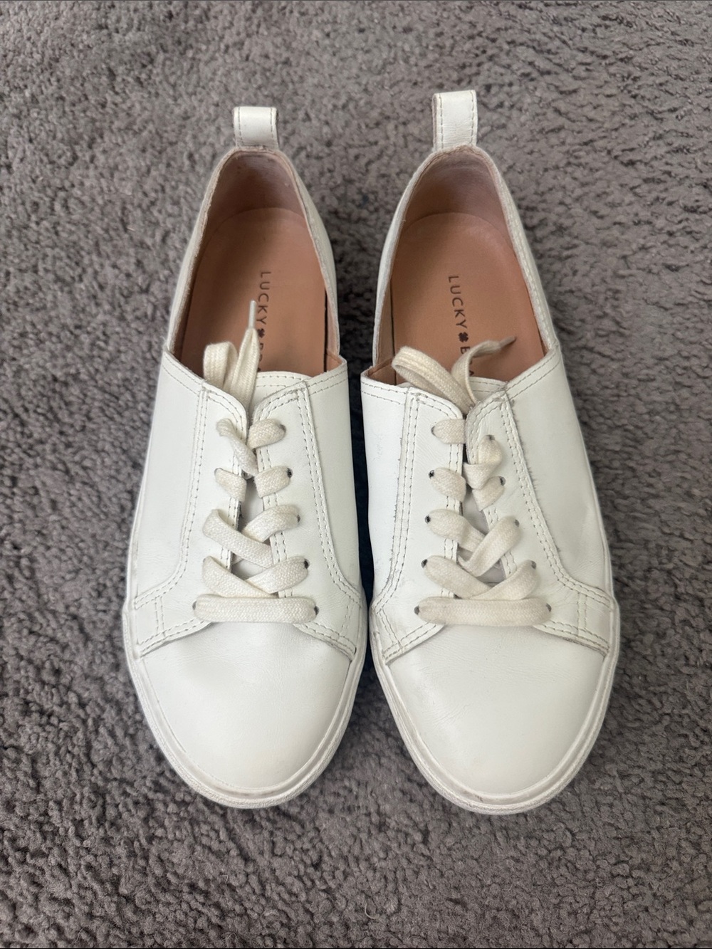 Lucky Brand Dansbey Women's White Leather Lace-Up Sneakers size 8.5